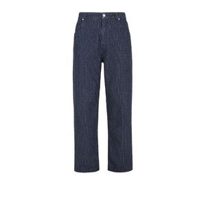 FENDI Men's Straight Leg Striped Denim Jeans Men INDIGO GREGGIO Pants